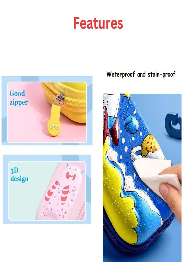 ARTLABEL EVA Large Capacity Stationery Box 3D Cartoon Pen Pencil case Multi-Compartment for School Students with Zip Closure -Best Birthday Gift for Girls, Boys & Kids (SooCute Unicorn) - Image 4